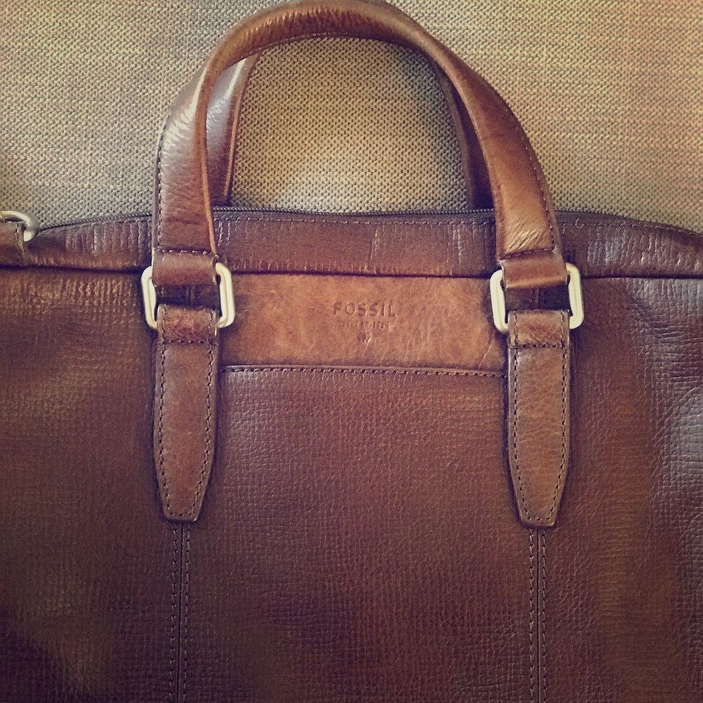 Fossil leather briefcase / messenger / workbag